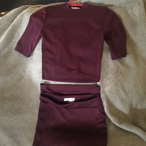 Burgundy Two Piece Skirt Set 💋